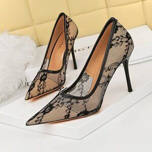 Black Sexy Women's High Heel Pointed Toe Stilettos